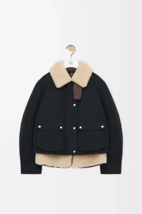 Chaqueta acolchada de mezcla de piel de oveja y algodón