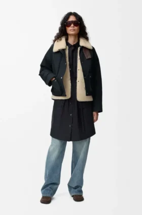 Chaqueta acolchada de mezcla de piel de oveja y algodón