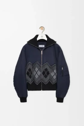 Chaqueta bomber de mezcla de nylon y lana