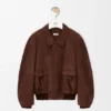 Chaqueta bomber de piel de cabra de gamuza Chaqueta bomber de piel de cabra de gamuza
