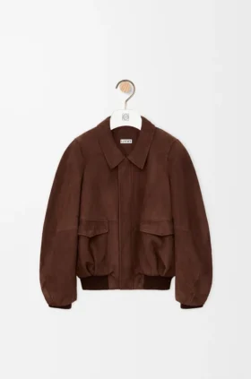 Chaqueta bomber de piel de cabra de gamuza