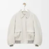 Chaqueta bomber de piel de cabra de gamuza Chaqueta bomber de piel de cabra de gamuza