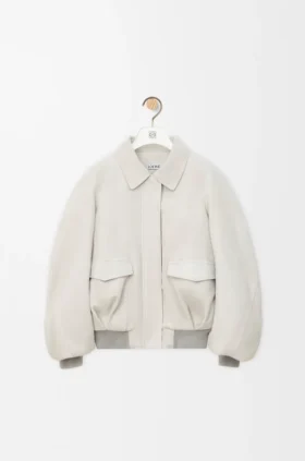 Chaqueta bomber de piel de cabra de gamuza