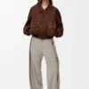Chaqueta bomber de piel de cabra de gamuza Chaqueta bomber de piel de cabra de gamuza