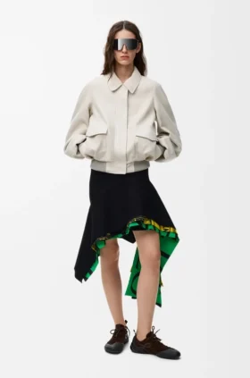 Chaqueta bomber de piel de cabra de gamuza