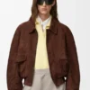 Chaqueta bomber de piel de cabra de gamuza Chaqueta bomber de piel de cabra de gamuza