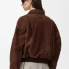 Chaqueta bomber de piel de cabra de gamuza Chaqueta bomber de piel de cabra de gamuza