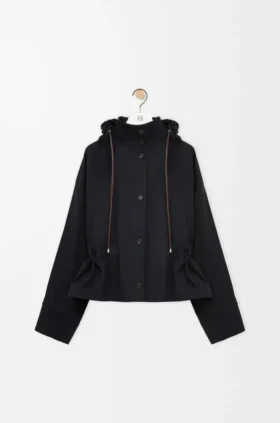 Chaqueta con capucha de algodón y seda