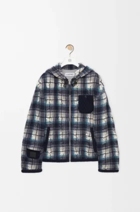 Chaqueta con capucha de lana y lino