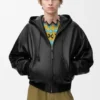 Chaqueta con capucha de piel de cordero napa Chaqueta con capucha de piel de cordero napa