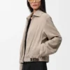 Chaqueta con cinturón de piel de cabra de gamuza Chaqueta con cinturón de piel de cabra de gamuza
