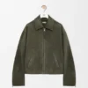Chaqueta con cremallera de piel de cordero de gamuza