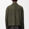 Chaqueta con cremallera de piel de cordero de gamuza