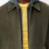Chaqueta con cremallera de piel de cordero de gamuza