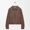 Chaqueta con cremallera de piel de cordero napa