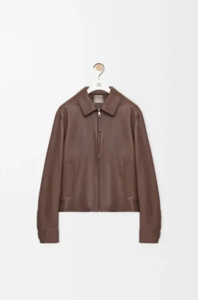 Chaqueta con cremallera de piel de cordero napa