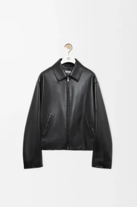 Chaqueta con cremallera de piel de cordero napa