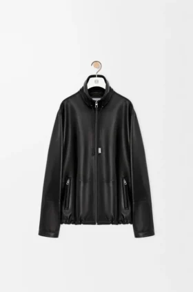 Chaqueta con cremallera de piel de cordero napa