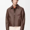 Chaqueta con cremallera de piel de cordero napa