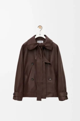 Chaqueta con moño en piel de cordero napa