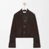 Chaqueta con puños doblados de piel de cordero de gamuza Chaqueta con puños doblados de piel de cordero de gamuza
