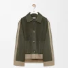 Chaqueta con puños doblados de piel de cordero de gamuza Chaqueta con puños doblados de piel de cordero de gamuza