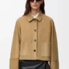 Chaqueta con puños doblados de piel de cordero de gamuza Chaqueta con puños doblados de piel de cordero de gamuza