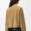 Chaqueta con puños doblados de piel de cordero de gamuza Chaqueta con puños doblados de piel de cordero de gamuza