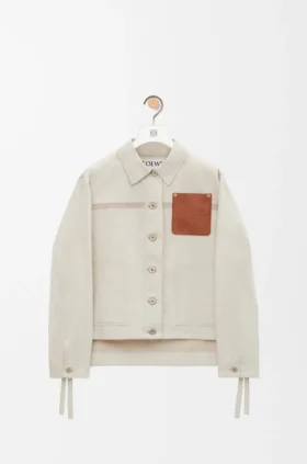 Chaqueta de estilo laboral de algodón y lino