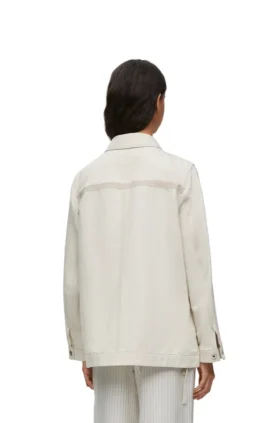 Chaqueta de estilo laboral de algodón y lino