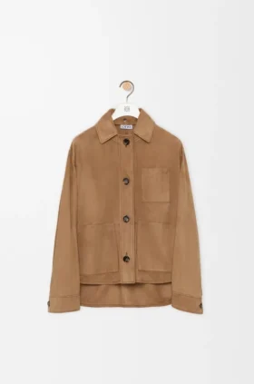 Chaqueta de estilo laboral en piel de cabra de gamuza