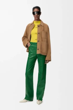 Chaqueta de estilo laboral en piel de cabra de gamuza