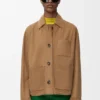Chaqueta de estilo laboral en piel de cabra de gamuza Chaqueta de estilo laboral en piel de cabra de gamuza