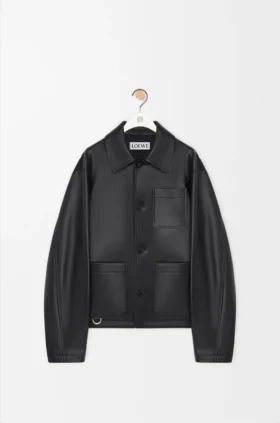 Chaqueta de estilo laboral en piel de cordero napa