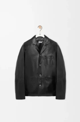 Chaqueta de estilo laboral en piel de cordero napa
