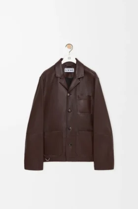 Chaqueta de estilo laboral en piel de cordero napa