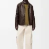 Chaqueta de estilo laboral en piel de cordero napa Chaqueta de estilo laboral en piel de cordero napa