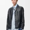 Chaqueta de estilo laboral en piel de cordero napa Chaqueta de estilo laboral en piel de cordero napa