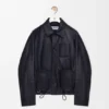 Chaqueta de estilo laboral en piel de cordero napa y nailon