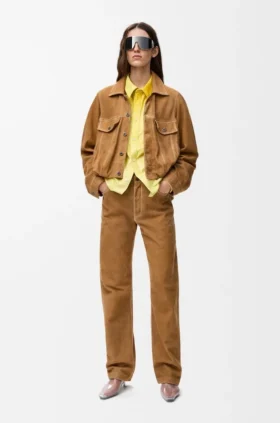Chaqueta de piel de cabra de gamuza