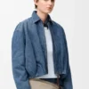 Chaqueta drapeada de denim Chaqueta drapeada de denim