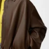 Chaqueta drapeada en piel de cordero napa Chaqueta drapeada en piel de cordero napa