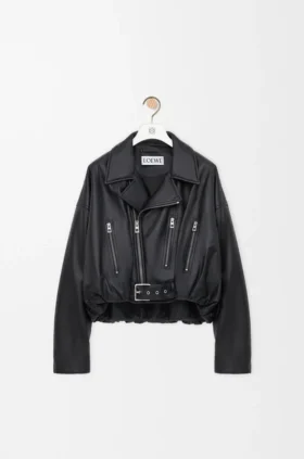 Chaqueta motera de piel de cordero napa