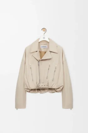 Chaqueta motera de piel de cordero napa