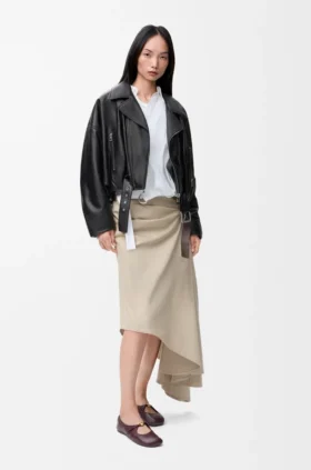 Chaqueta motera de piel de cordero napa