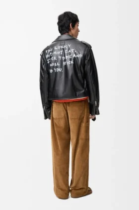 Chaqueta motera de piel de cordero napa