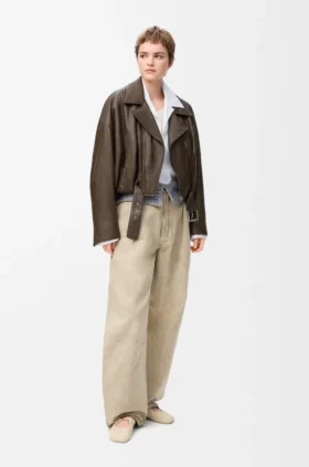 Chaqueta motera de piel de cordero napa
