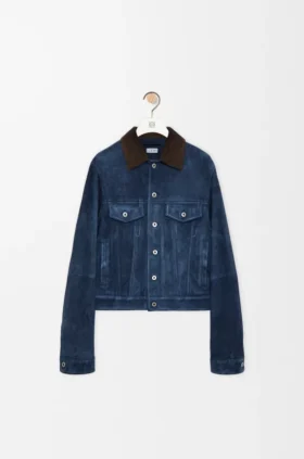 Chaqueta tipo camionero de piel de cabra de gamuza