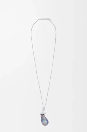 Collar color berenjena de plata esterlina y perla