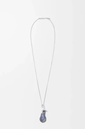 Collar color berenjena de plata esterlina y perla